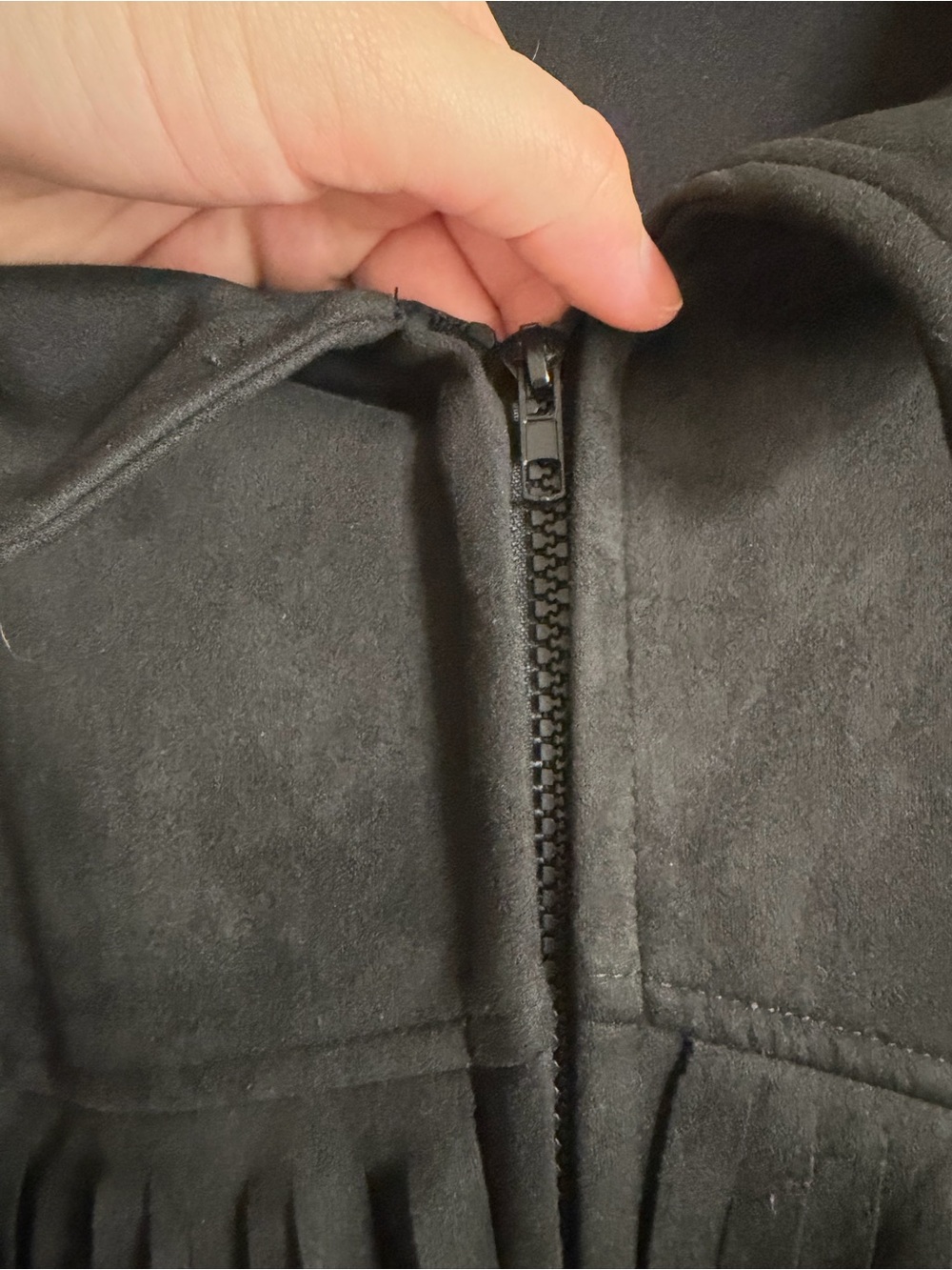 Black Fringe Suede Jacket - Women - Picture 2 of 5